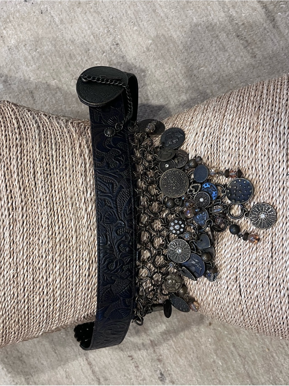 Bohemian Black Tassel Coin Belt